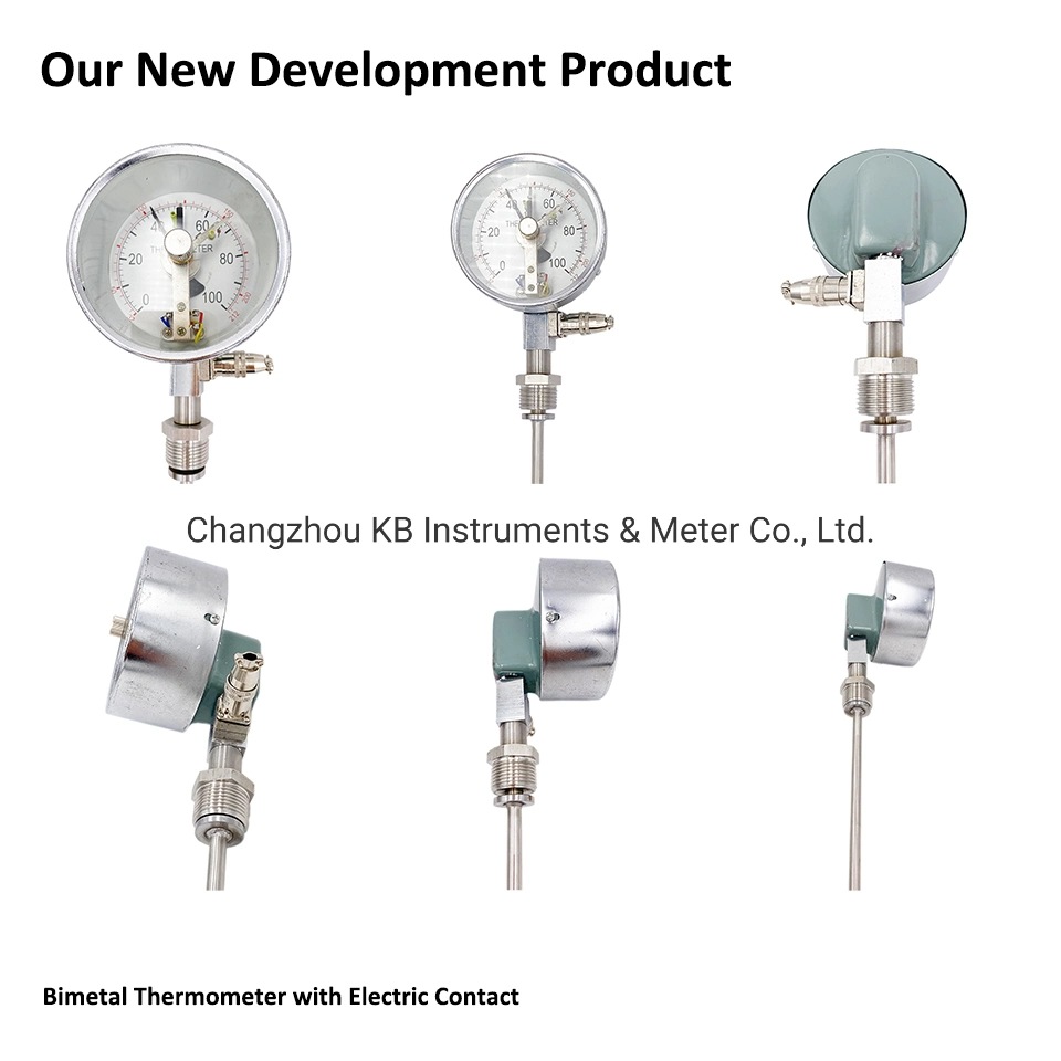 Gas Pressure Temperature Gauge Bimetallic Thermometer Adjustable Angle Connection