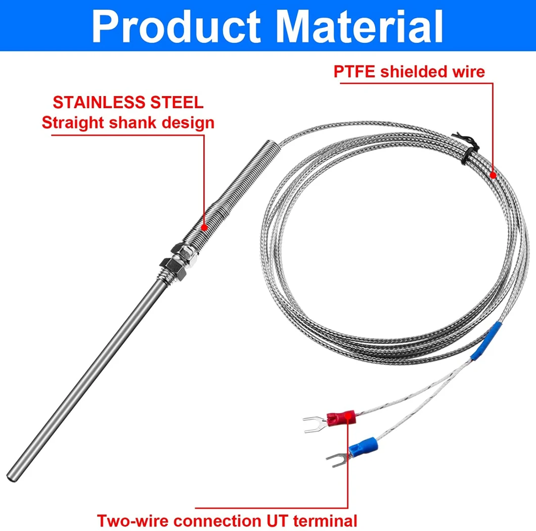 High Quality PT100 PT1000 Rtd Temperature Sensor Thread M8 3 Core 1 Meter Wire Thermocouple Probe